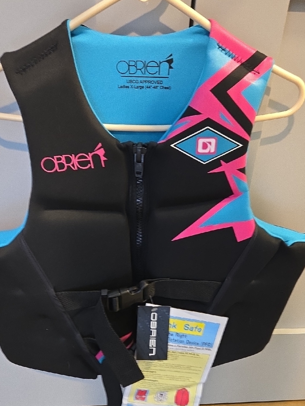 Women's Black & Blue Neoprene Life Vest with Pink Accents